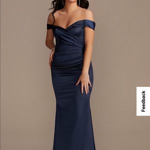 David’s bridal off the shoulder mermaid satin dress size 4
